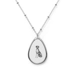 Necklace Great Dane Dog Portrait Oval— Silver Teardrop Pet Photo Pendant