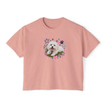 Cute Maltese Dog Boxy Tee — Women's Pet Lover Graphic T-Shirt