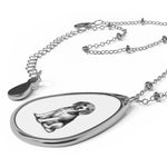 Necklace Beagle Oval Pet Photo  — Personalized Teardrop Pendant with Dog Illustration