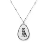 Necklace Miniature Schnauzer Oval Pendant — Personalized Dog Portrait Teardrop Locket