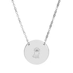 Engraved Circle Necklace — Paw Print Dog Silhouette Pendant