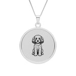 Cockapoo Round Photo Pendant — Engraved Puppy Memorial Necklace (Gold or Silver)