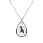 Necklace Bernese Mountain Dog Oval Pet Portrait — Personalized Dog Photo Teardrop Pendant
