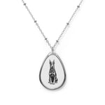 Doberman Pincher Oval Pendant Necklace — Minimalist Pet Portrait Jewelry