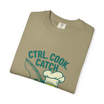 CTRL. COOK. CATCH. Unisex Garment-Dyed T-Shirt - Fun Foodie Tee for Chefs, Gamers, Gift for Cooking Lovers, Trendy Apparel