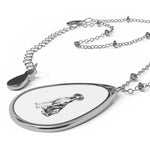 Necklace Great Dane Dog Portrait Oval— Silver Teardrop Pet Photo Pendant
