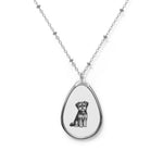 Necklace Morkie Silver Teardrop Pet Portrait – Customized Oval Puppy Pendant