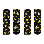 Banana Print Crew Socks — Fun Black Cushioned Knee-High Socks