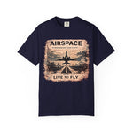 Airspace Vintage Jet T‑Shirt — "Live to Fly" Aviation Graphic Tee
