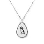 Necklace Beagle Oval Pet Photo  — Personalized Teardrop Pendant with Dog Illustration