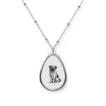 Pug Teardrop Pendant Necklace – Oval Pet Portrait Jewelry