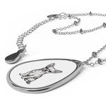 Chihuahua Oval Pendant Necklace — Silver Teardrop Pet Portrait Jewelry