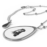 Necklace Bernese Mountain Dog Oval Pet Portrait — Personalized Dog Photo Teardrop Pendant