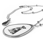 Necklace Miniature Schnauzer Oval Pendant — Personalized Dog Portrait Teardrop Locket