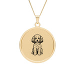 Cockapoo Round Photo Pendant — Engraved Puppy Memorial Necklace (Gold or Silver)