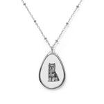 Necklace Yorkshire Terrier Oval Pendant — Engraved Dog Portrait Pet Jewelry