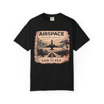 Airspace Vintage Jet T‑Shirt — "Live to Fly" Aviation Graphic Tee
