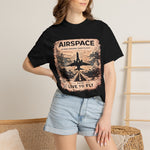 Airspace Vintage Jet T‑Shirt — "Live to Fly" Aviation Graphic Tee