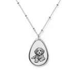 Cockapoo Oval Necklace - Engraved Puppy Teardrop Pendant Necklace, Personalized Pet Memorial Gift