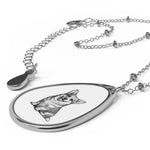 Corgi Oval Photo Necklace – Personalized Pet Portrait Teardrop Pendant