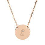 Engraved Circle Necklace — Paw Print Dog Silhouette Pendant