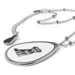 Necklace Morkie Silver Teardrop Pet Portrait – Customized Oval Puppy Pendant