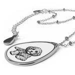 Cockapoo Oval Necklace - Engraved Puppy Teardrop Pendant Necklace, Personalized Pet Memorial Gift