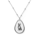 American Pit Bull Terrier Personalized Oval Dog Portrait Necklace — Engraved Pet Locket Pendant