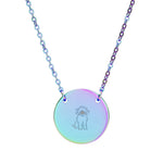 Engraved Circle Necklace — Paw Print Dog Silhouette Pendant