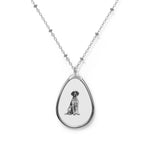Necklace German Shorthaired Pointer Dog Portrait Oval  — Personalized Pet Teardrop Pendant