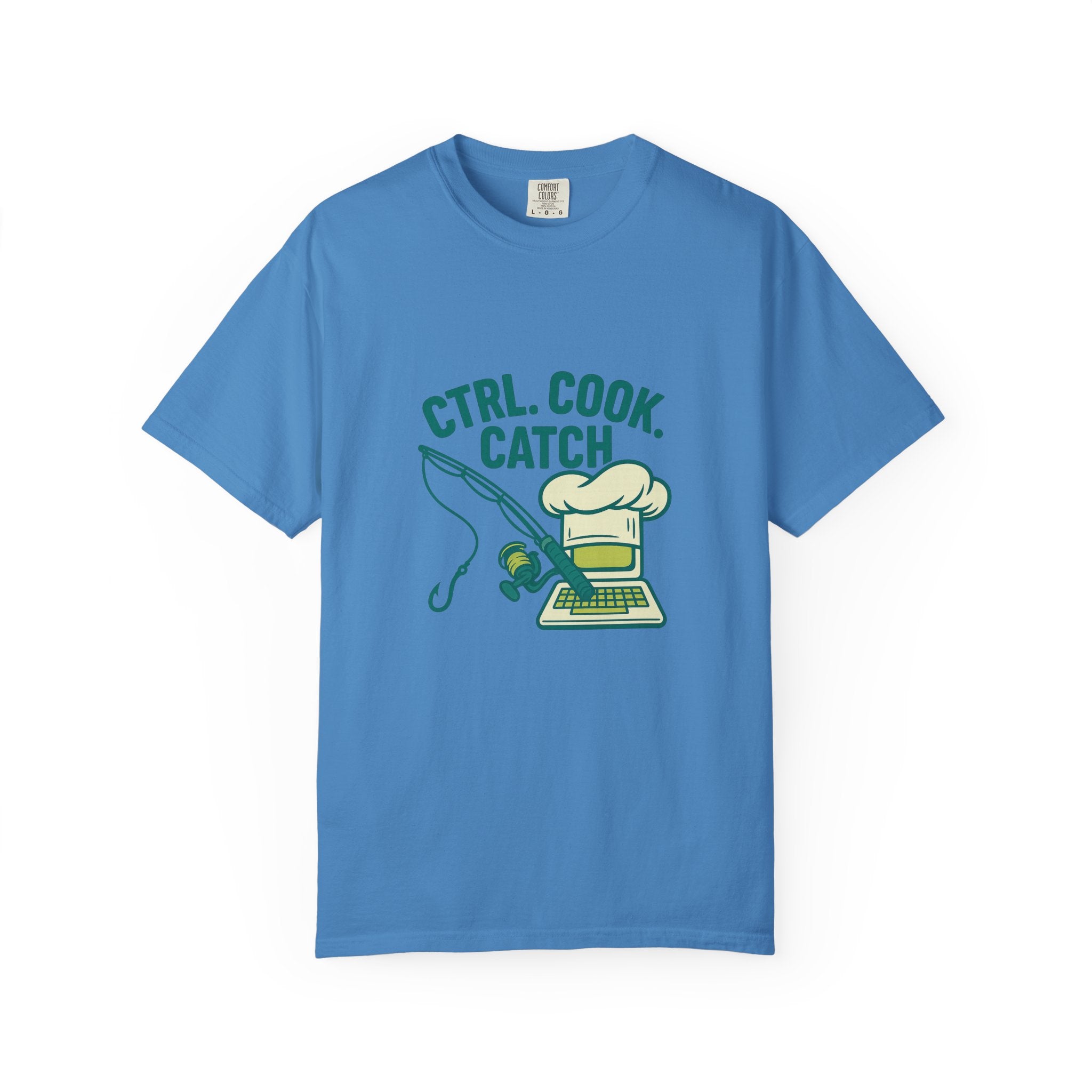 CTRL. COOK. CATCH. Unisex Garment-Dyed T-Shirt - Fun Foodie Tee for Chefs, Gamers, Gift for Cooking Lovers, Trendy Apparel