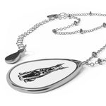 Doberman Pincher Oval Pendant Necklace — Minimalist Pet Portrait Jewelry