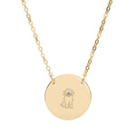 Engraved Circle Necklace — Paw Print Dog Silhouette Pendant