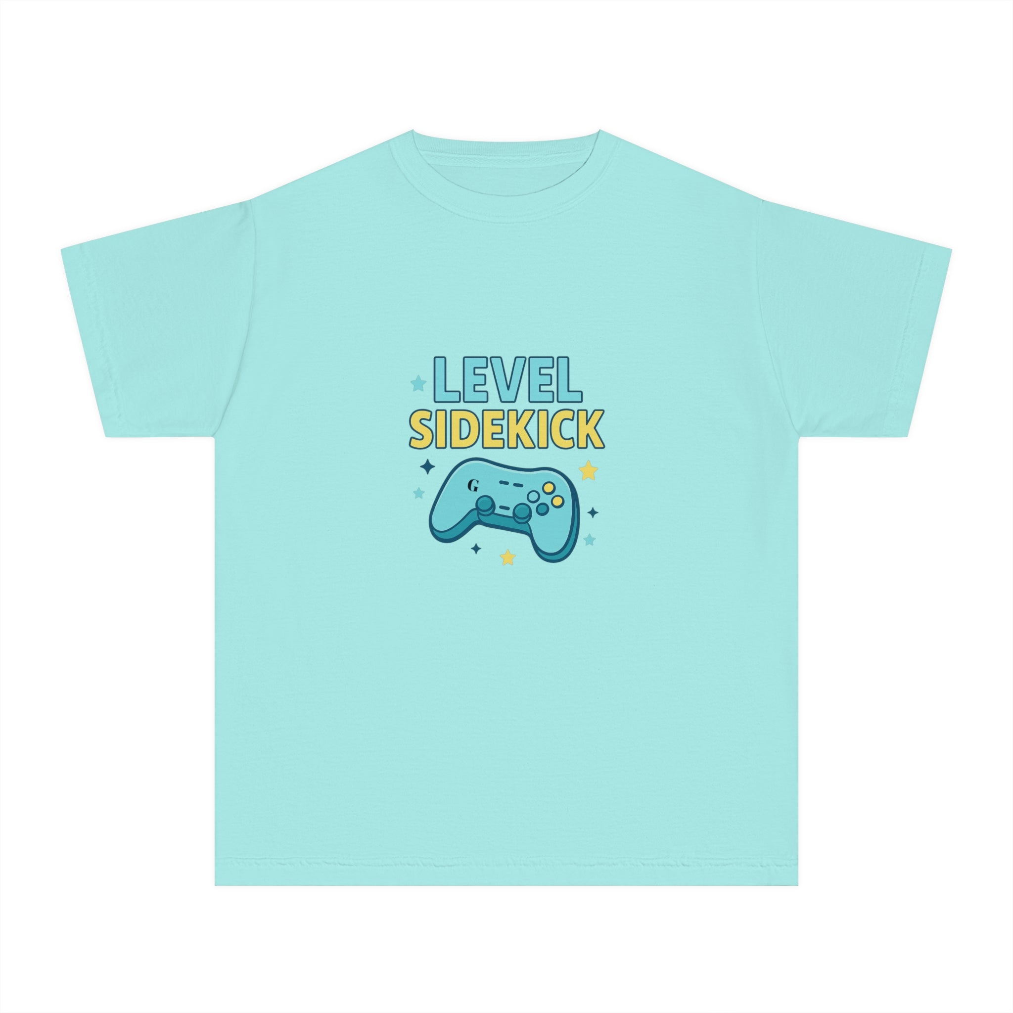 Level Sidekick Youth Midweight Tee, Gamer T-Shirt, Kid's Video Game Shirt, Playful Graphic Tee, Birthday Gift for Gamers