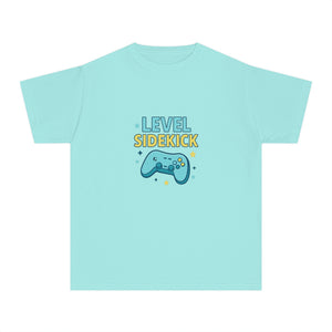 Level Sidekick Youth Midweight Tee, Gamer T-Shirt, Kid's Video Game Shirt, Playful Graphic Tee, Birthday Gift for Gamers